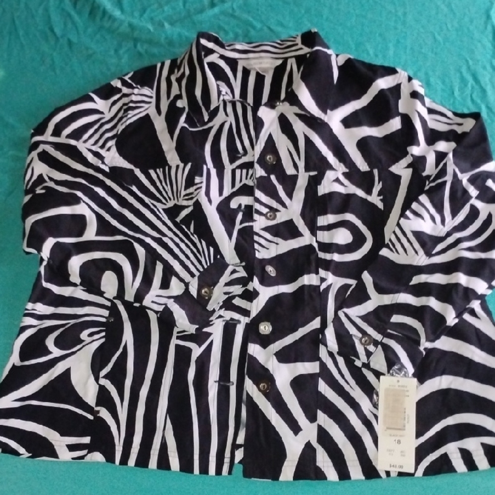 Allison Daley Monochrome Striped Blouse